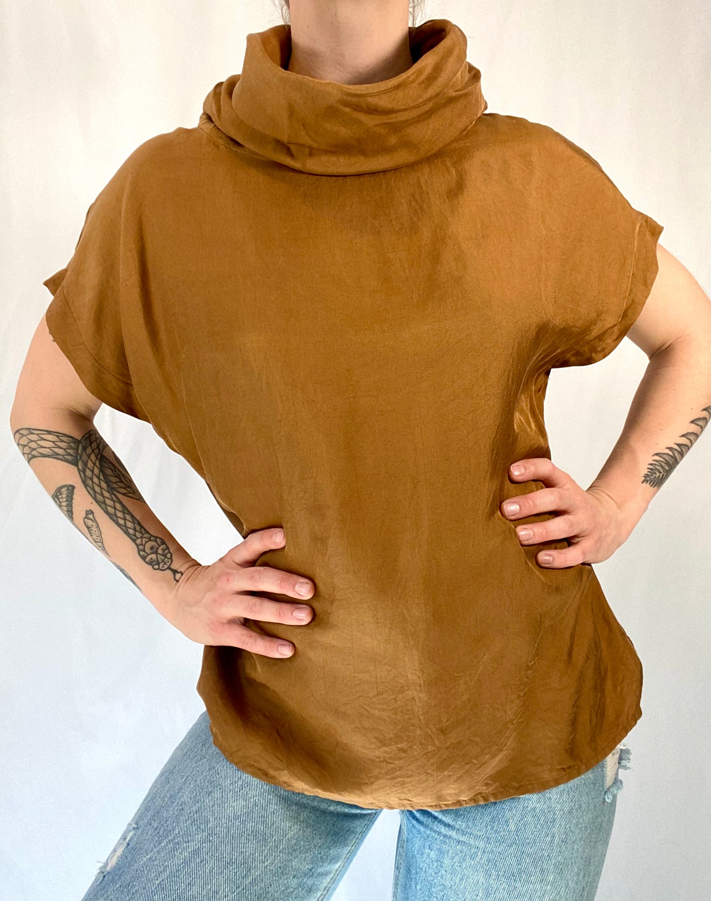 100% Silk Cowl Neck Vintage Top