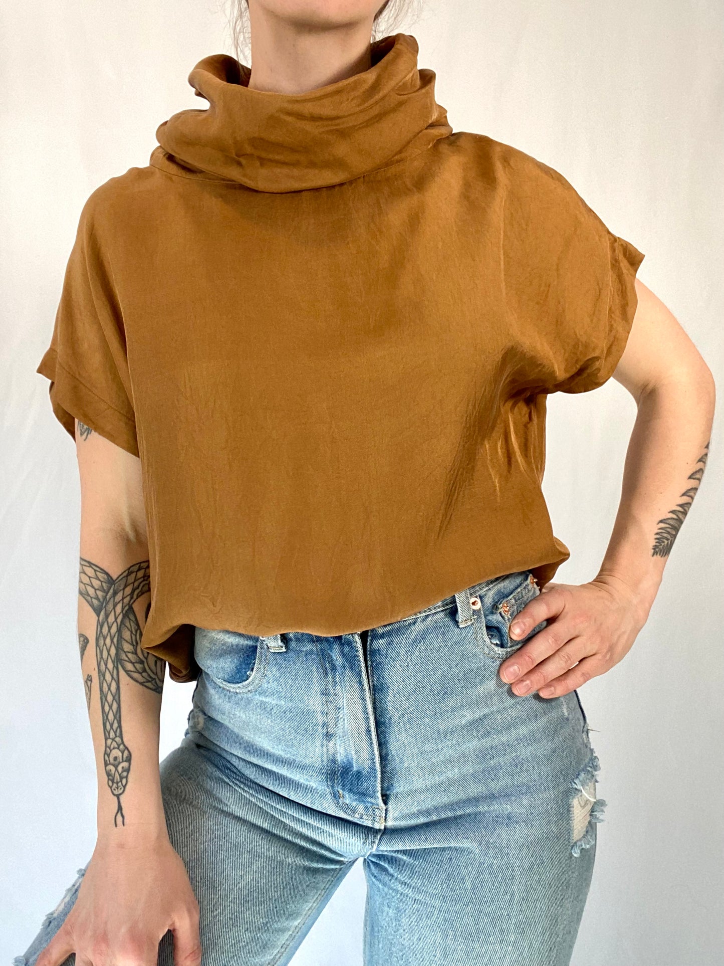 100% Silk Cowl Neck Vintage Top