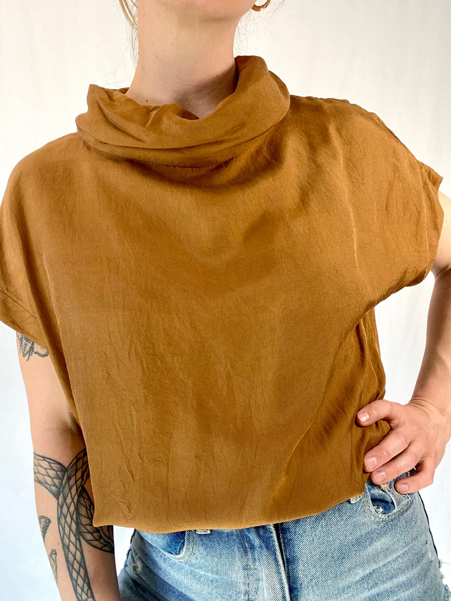 100% Silk Cowl Neck Vintage Top