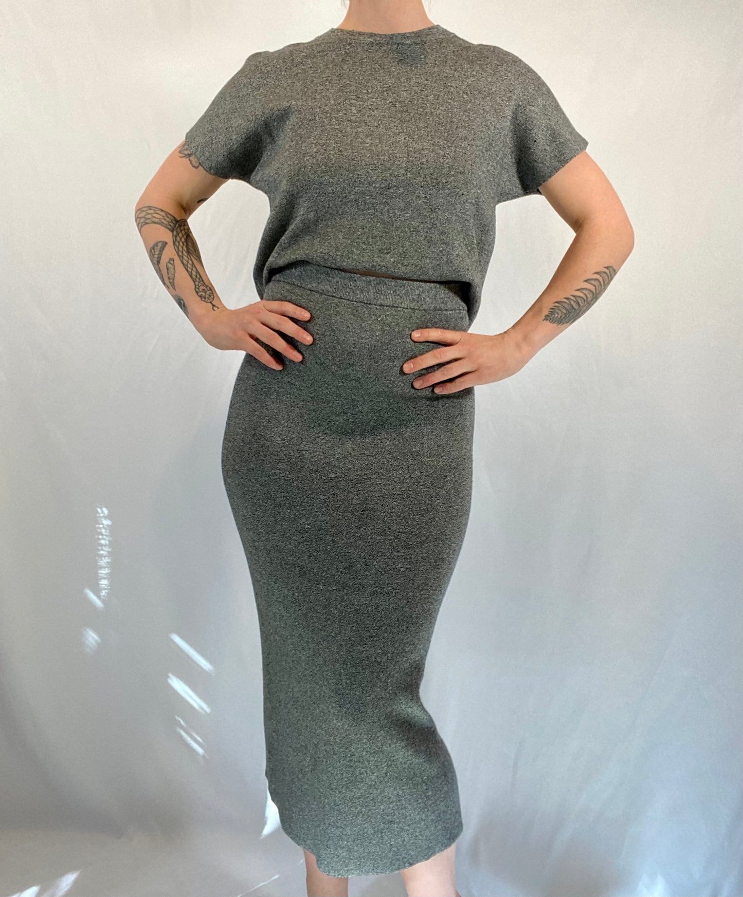 Heather Grey Skirt Set