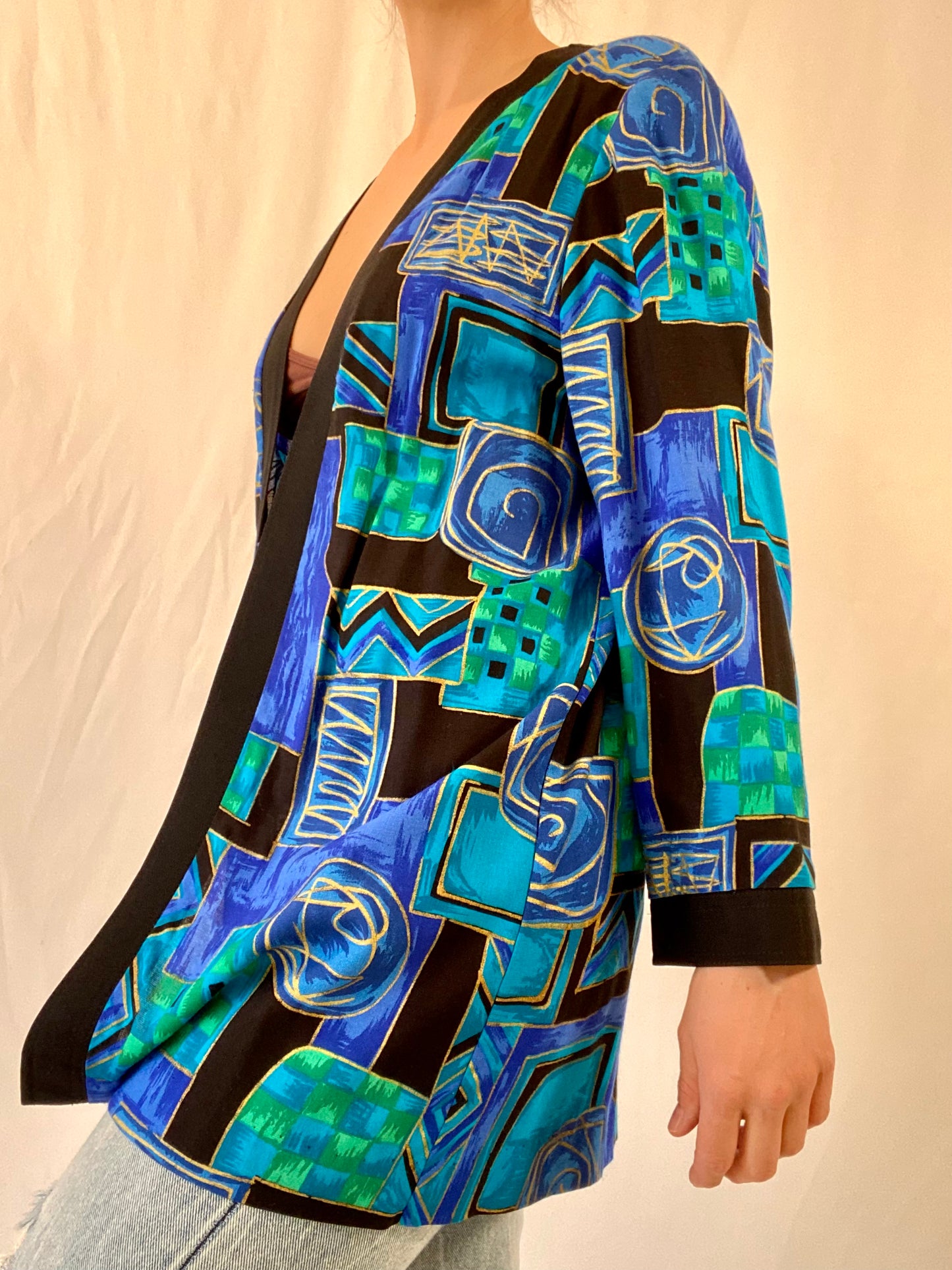 Vintage Patterned Cardigan with Belt