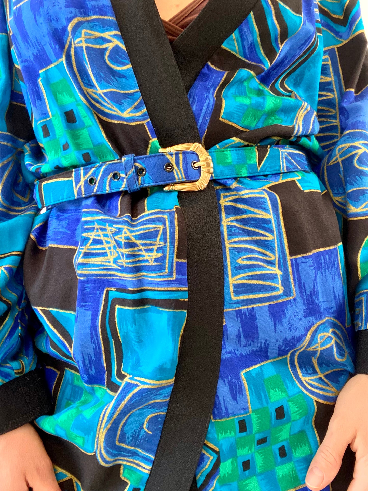 Vintage Patterned Cardigan with Belt