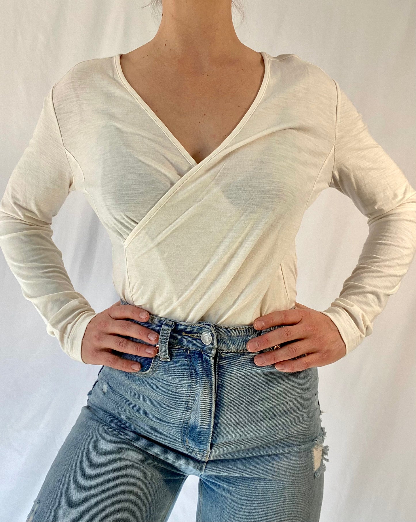 Ivory V Neck Top