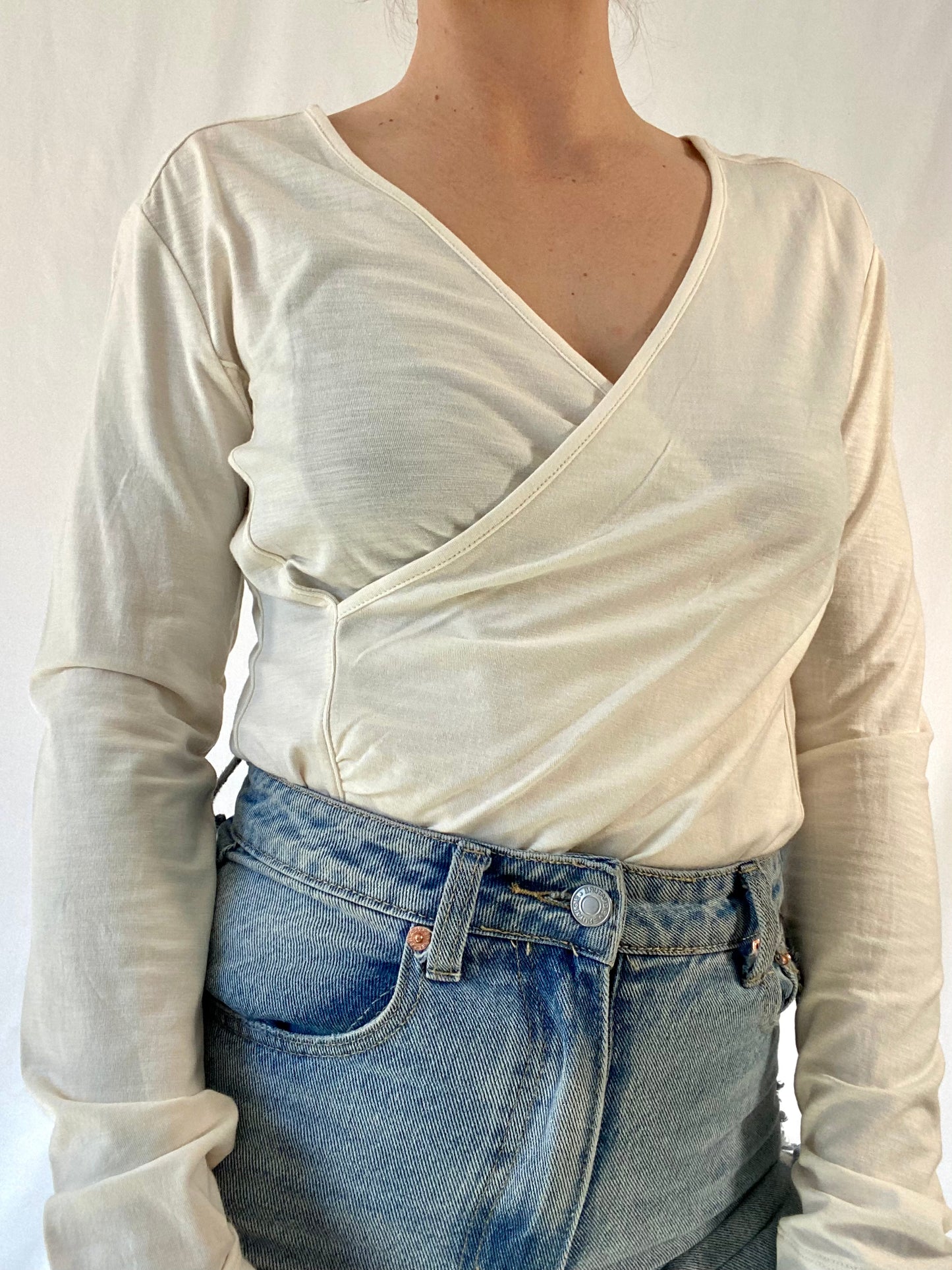 Ivory V Neck Top