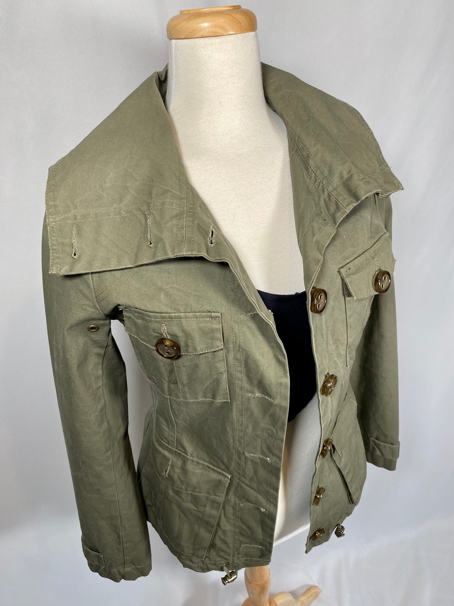 Waxed Cotton Button Up Jacket