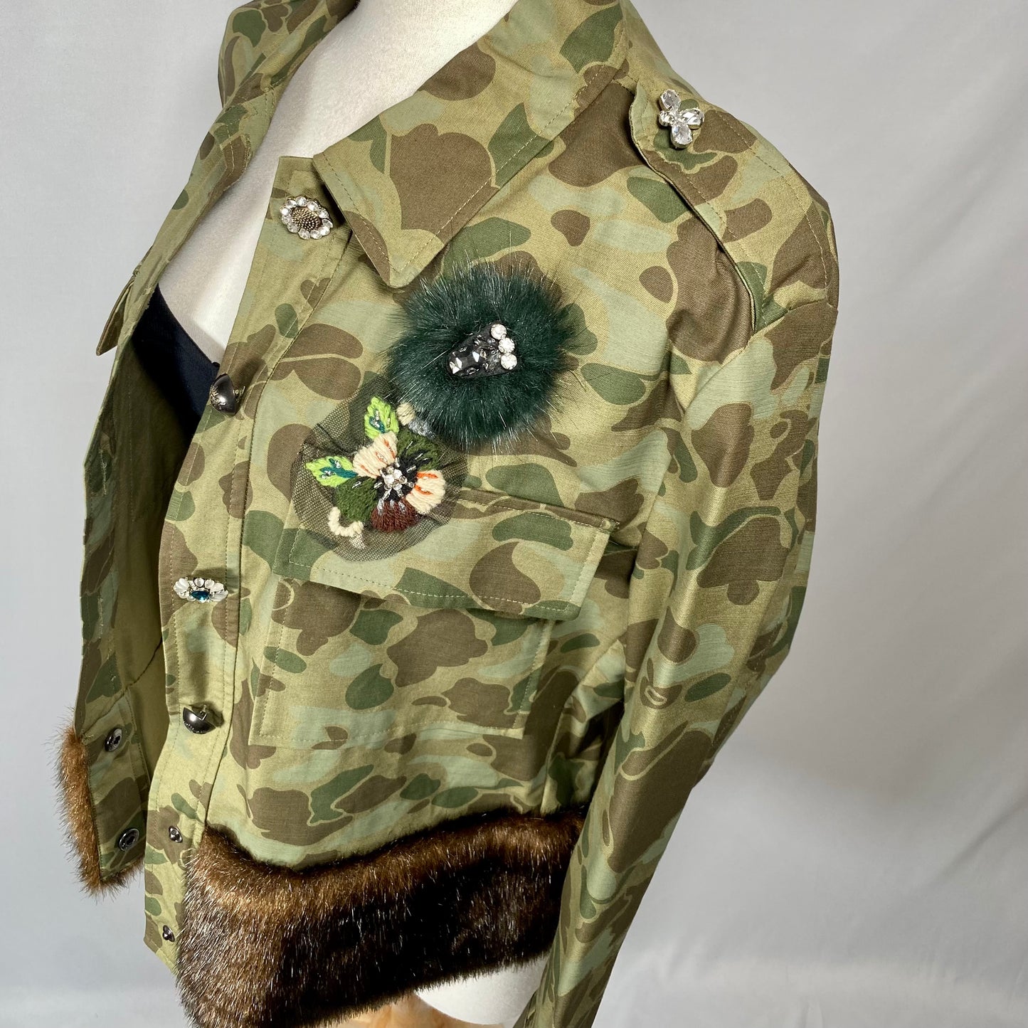 Zara Camo Faux Fur Jacket