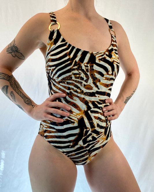 Vintage Brown & Black Zebra Swimsuit
