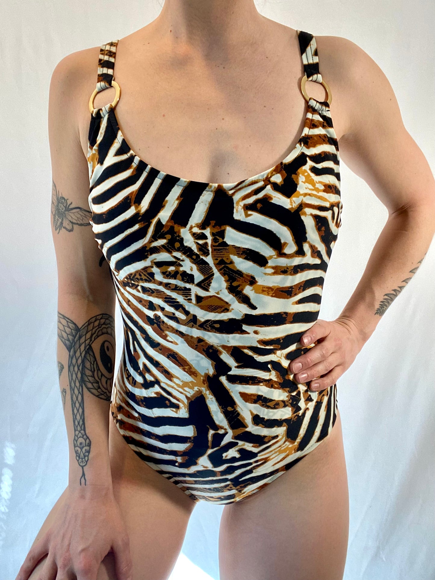 Vintage Brown & Black Zebra Swimsuit