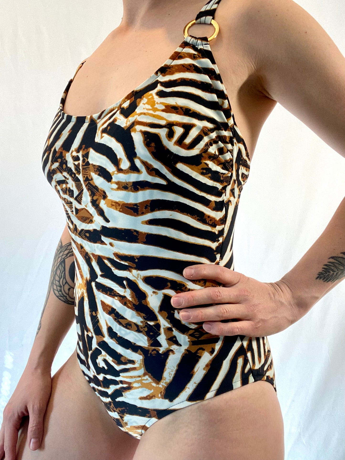 Vintage Brown & Black Zebra Swimsuit