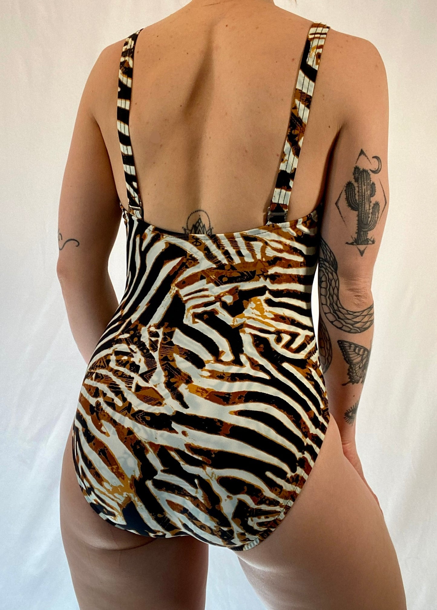 Vintage Brown & Black Zebra Swimsuit