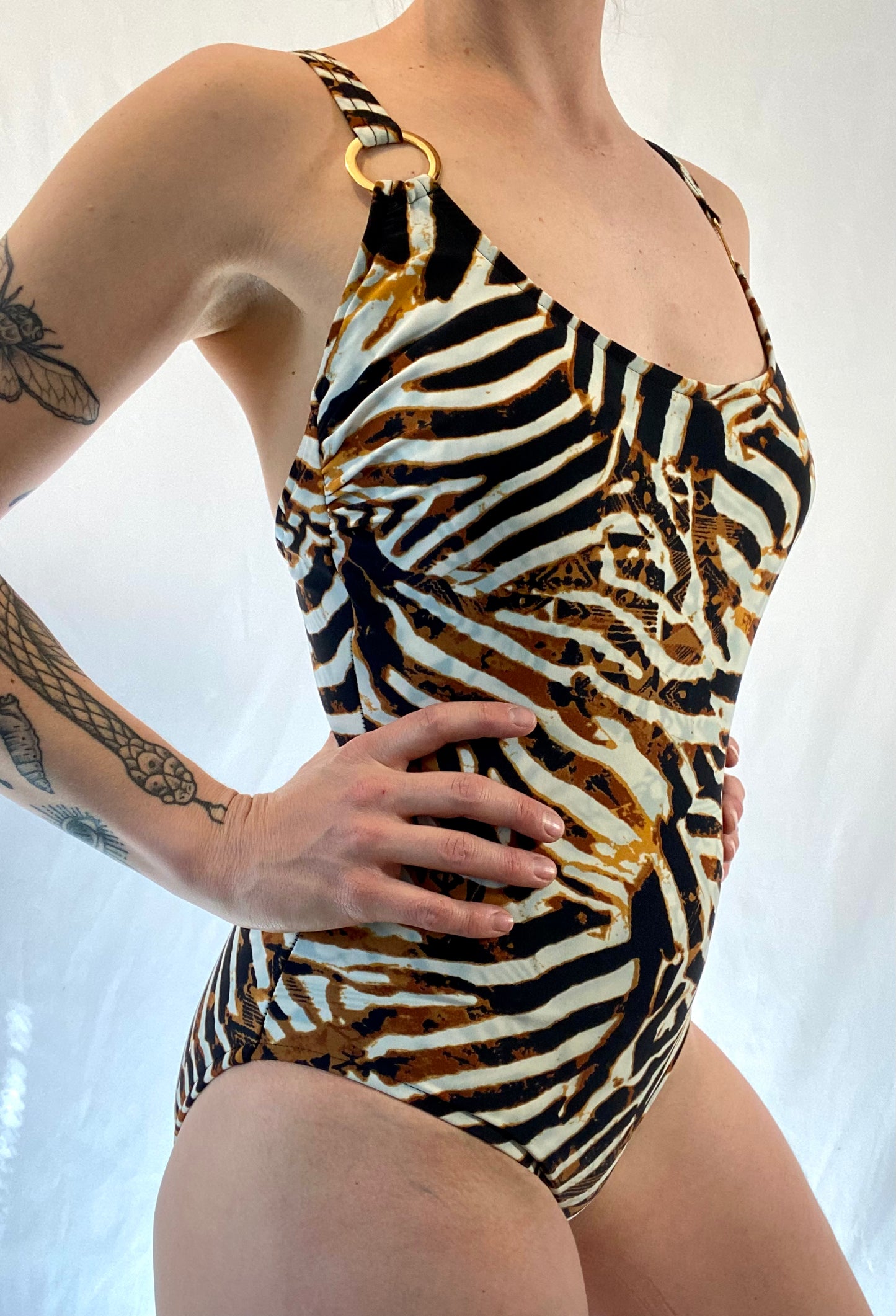 Vintage Brown & Black Zebra Swimsuit
