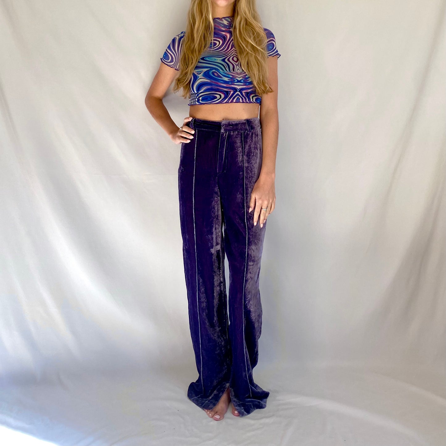 Purple Velour Zara Pant
