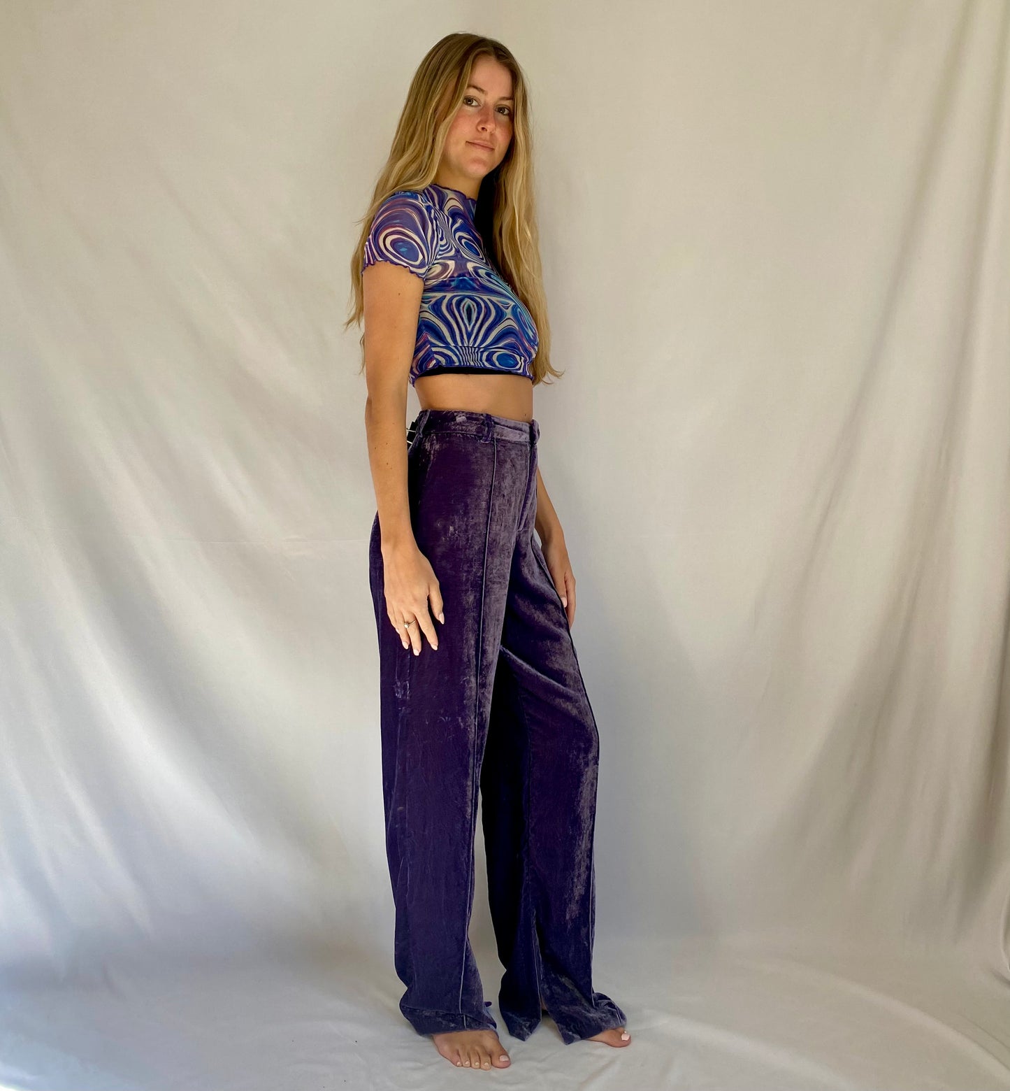 Purple Velour Zara Pant