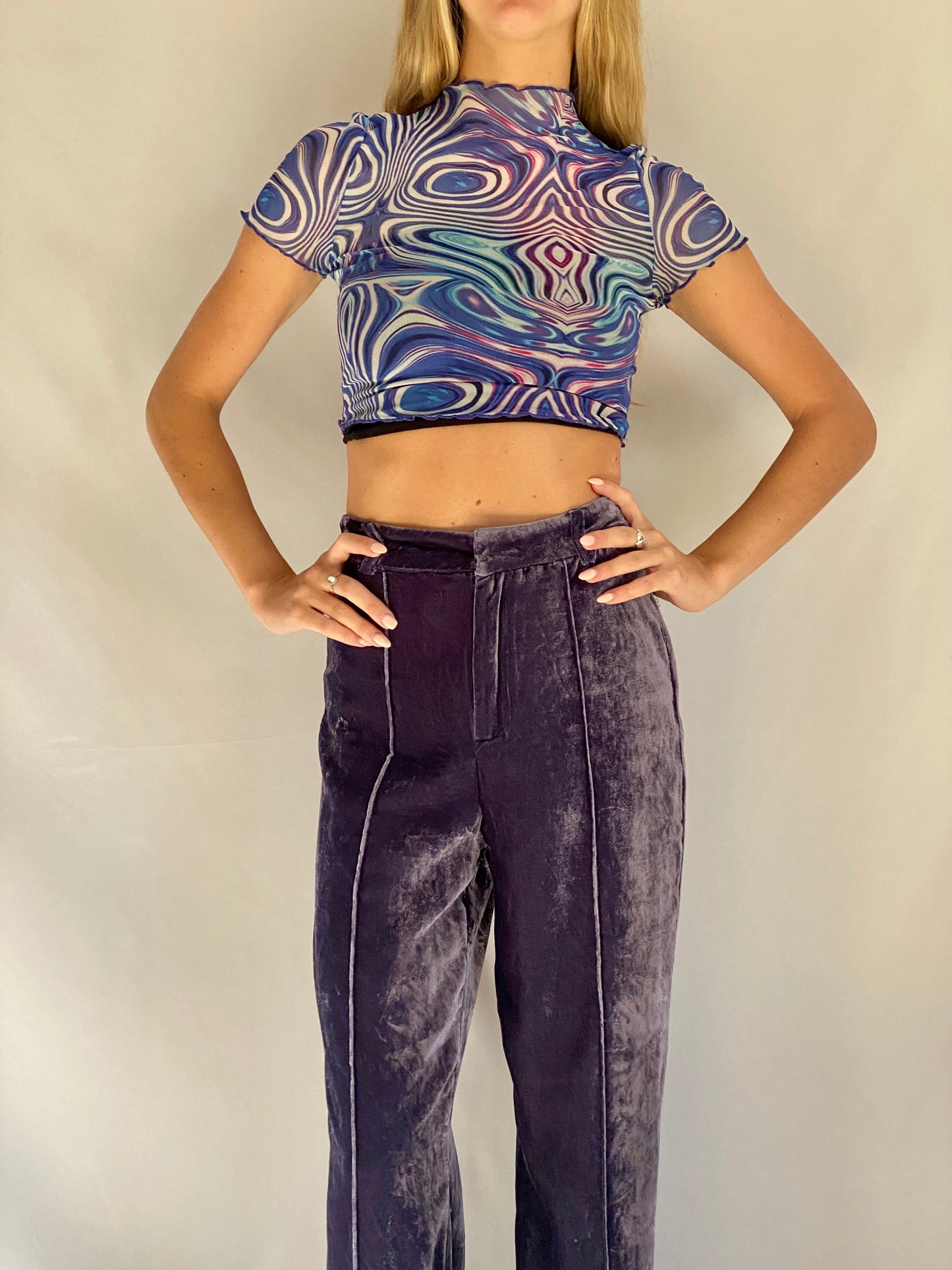 Purple Velour Zara Pant