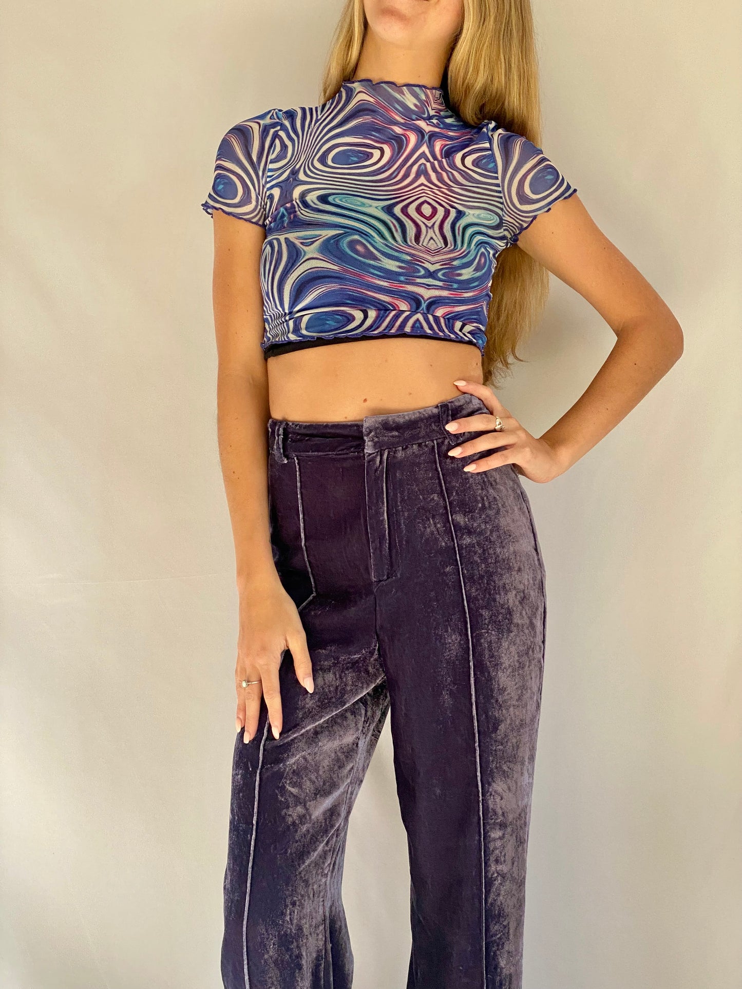 Purple Velour Zara Pant