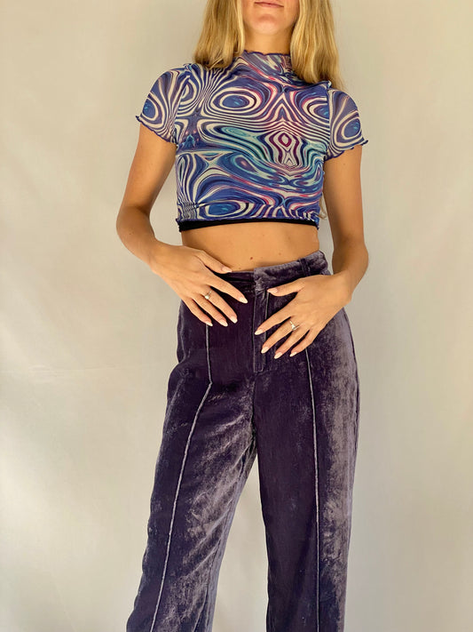 Purple Velour Zara Pant