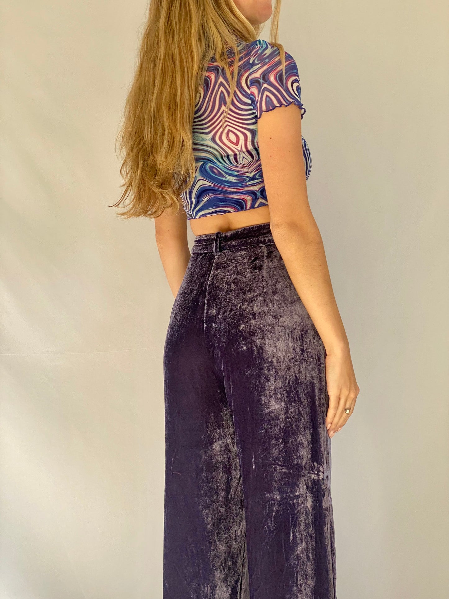 Purple Velour Zara Pant