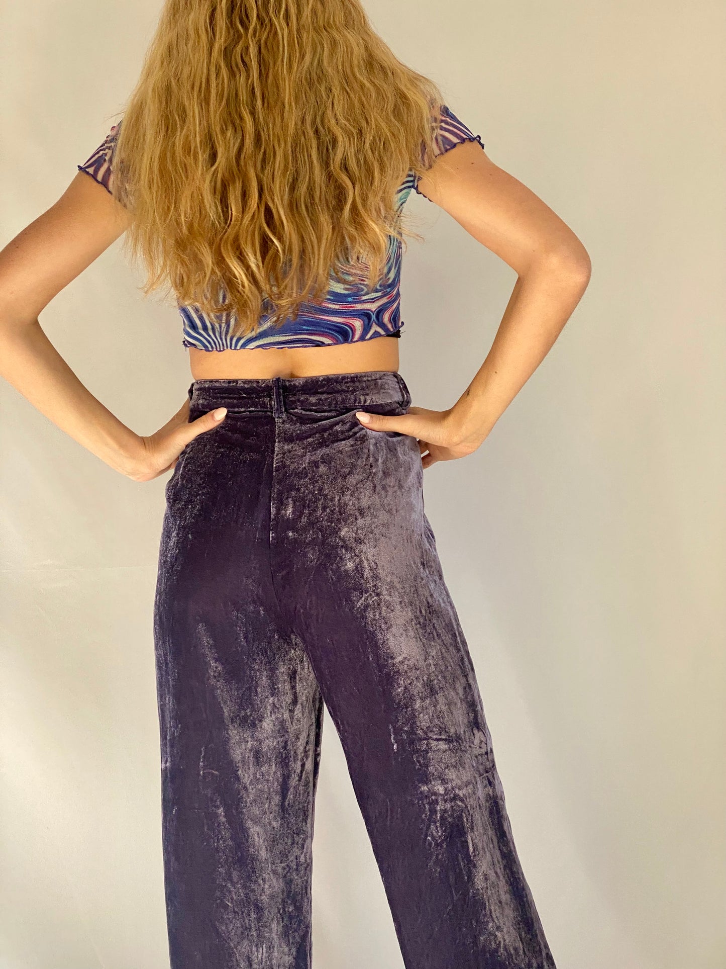 Purple Velour Zara Pant