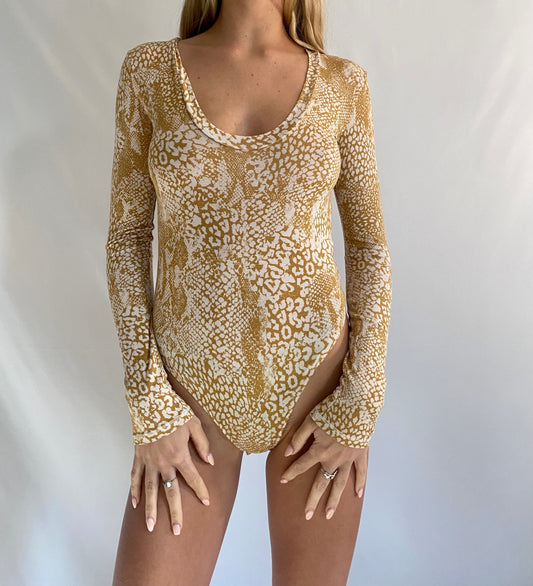 Free People Snake Long Sleeve Bodysuit