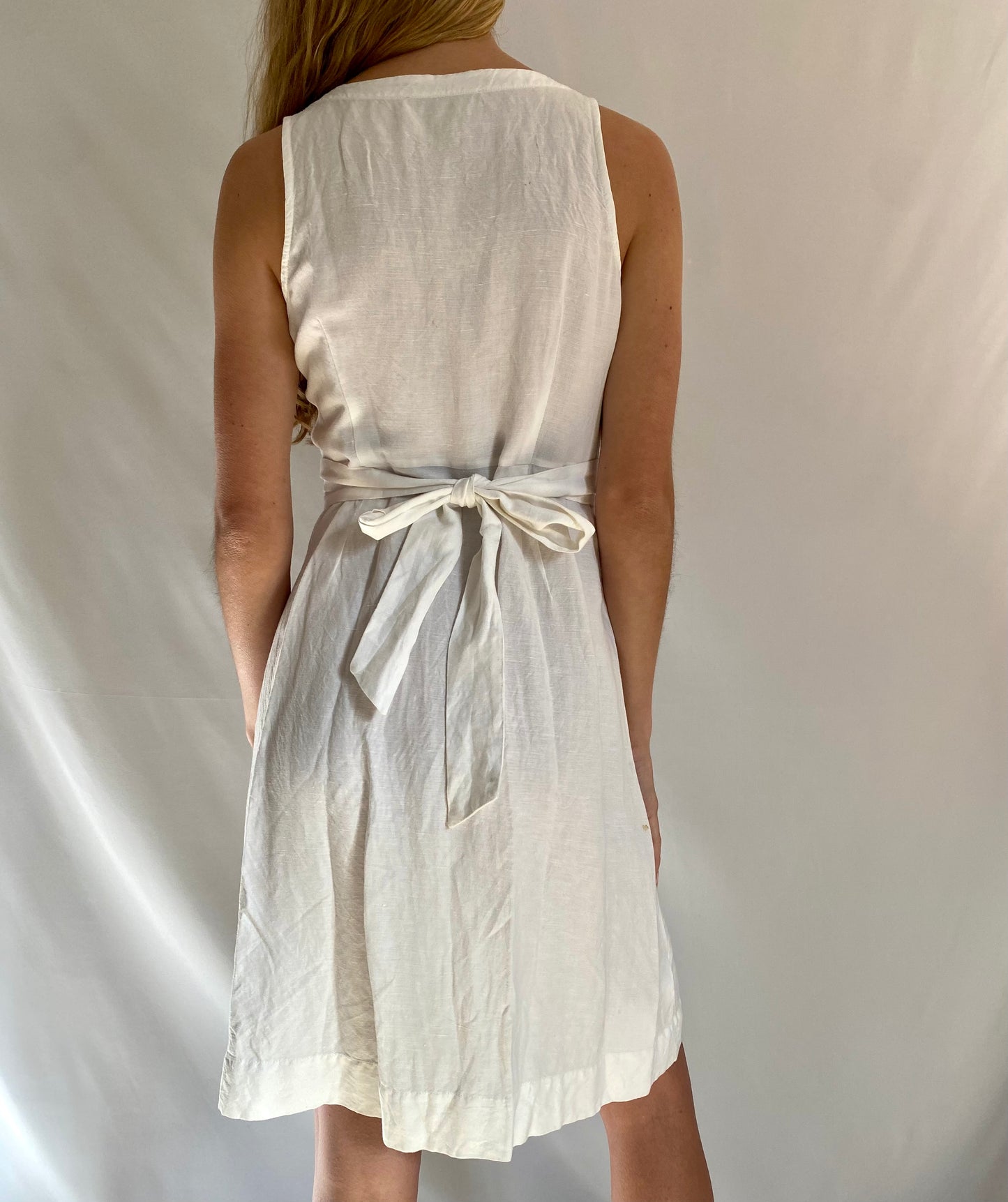 White Linen Button Up Dress