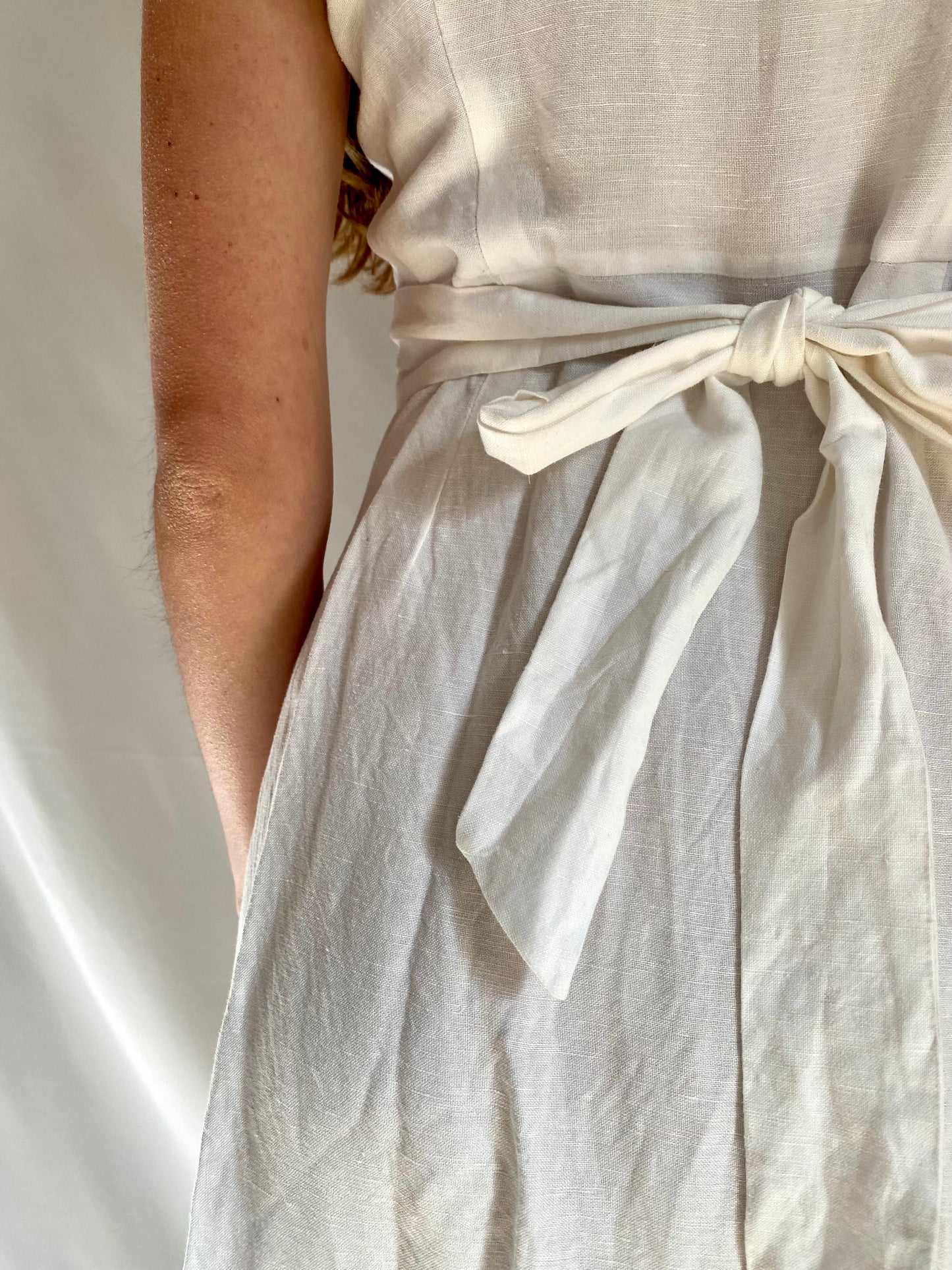 White Linen Button Up Dress