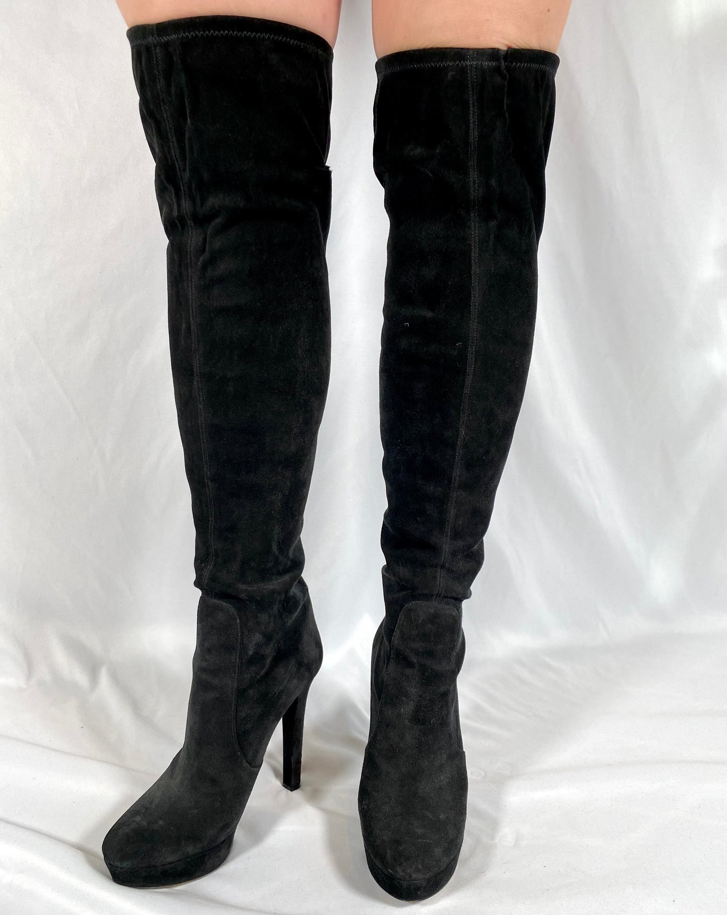 Miu Miu Black Leather Over The Knee Boot