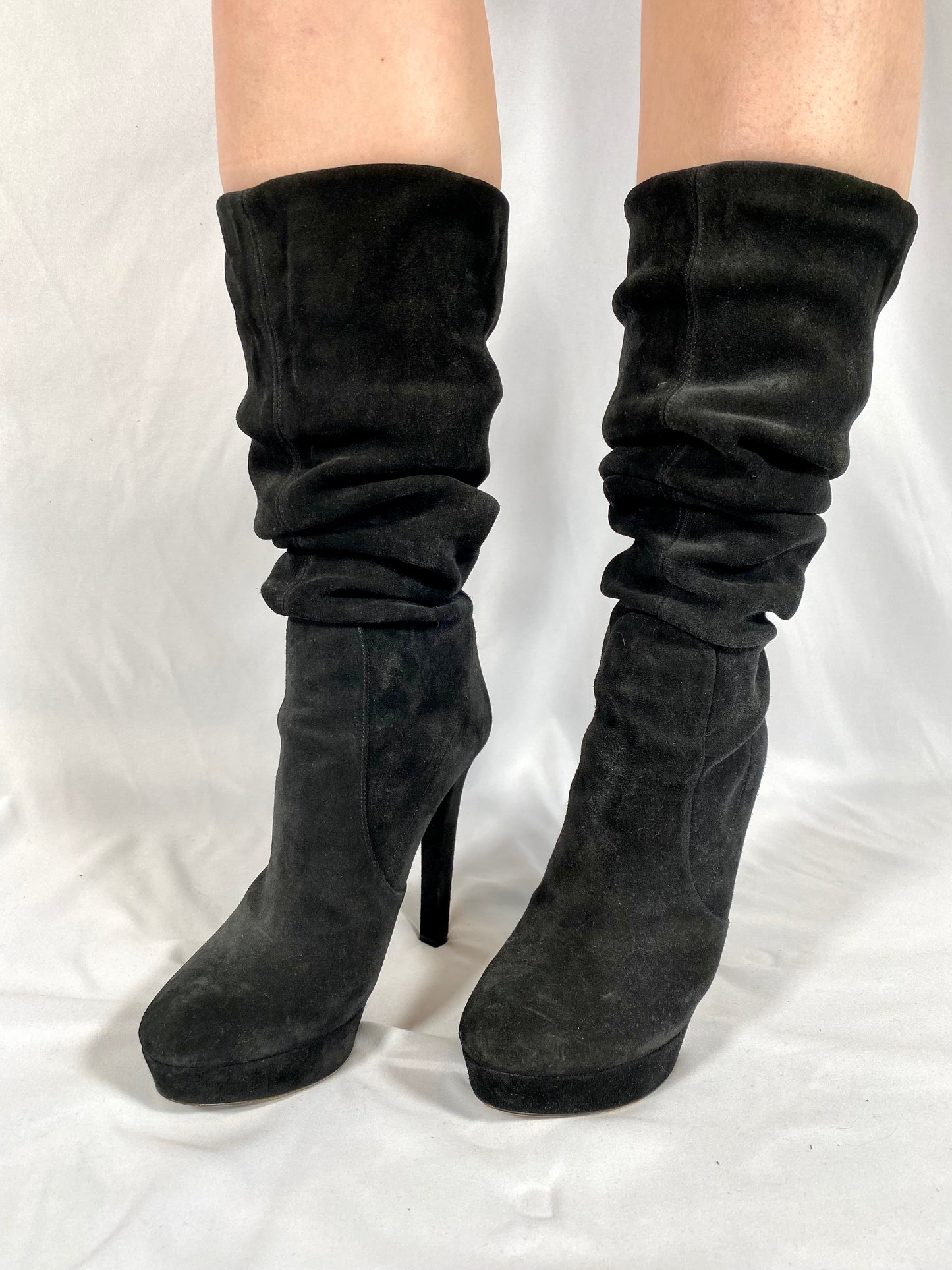 Miu Miu Black Leather Over The Knee Boot