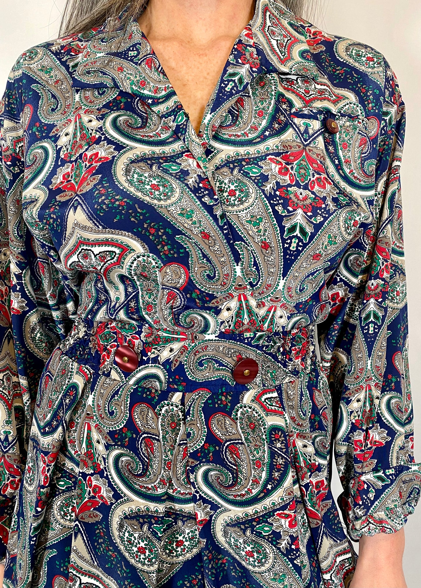 Vintage Leslie Fay Paisley Button Dress