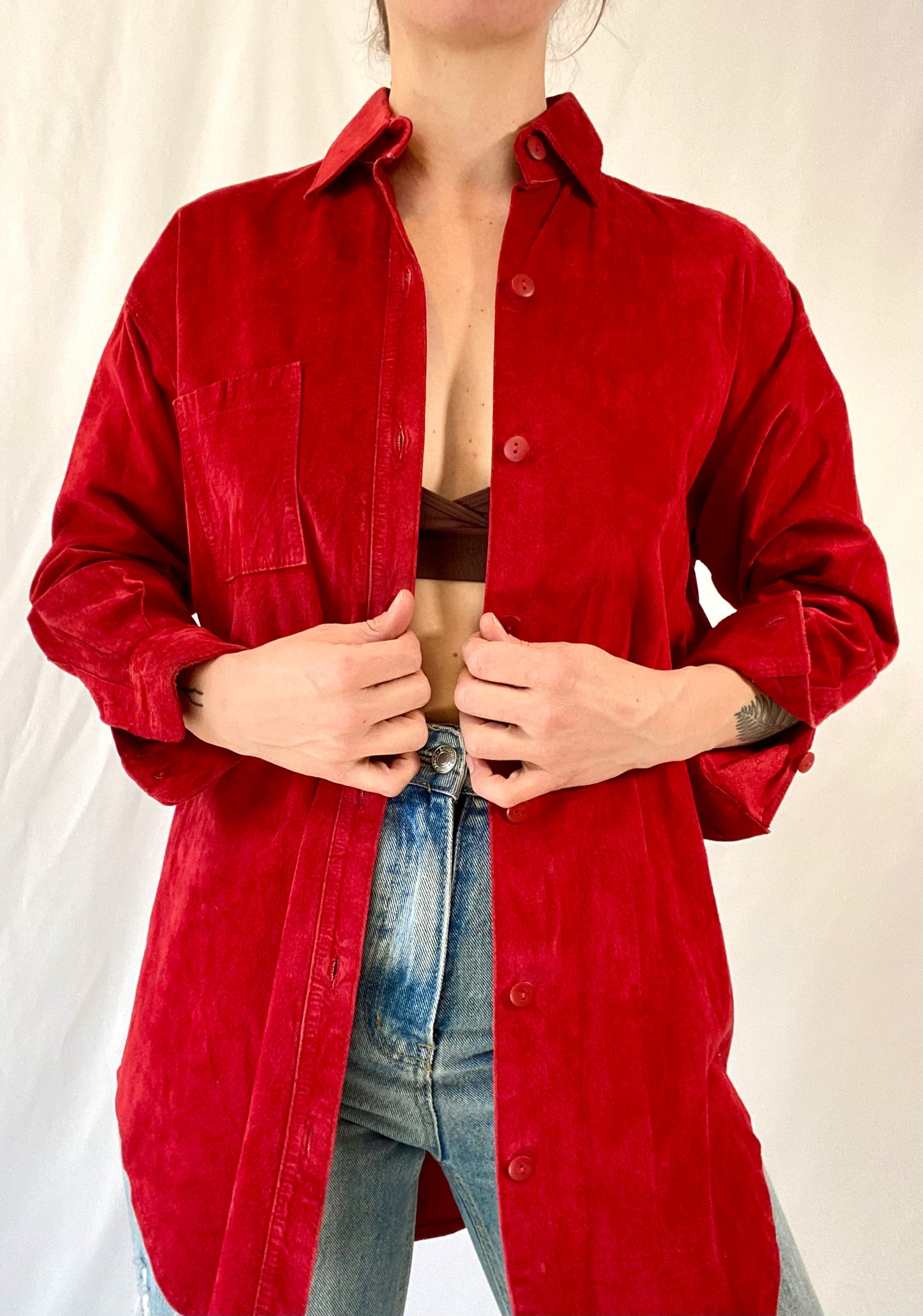 Vintage Suede Button Up