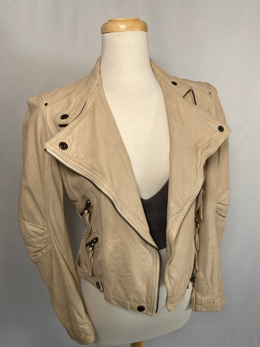 Zara Cream Leather Jacket