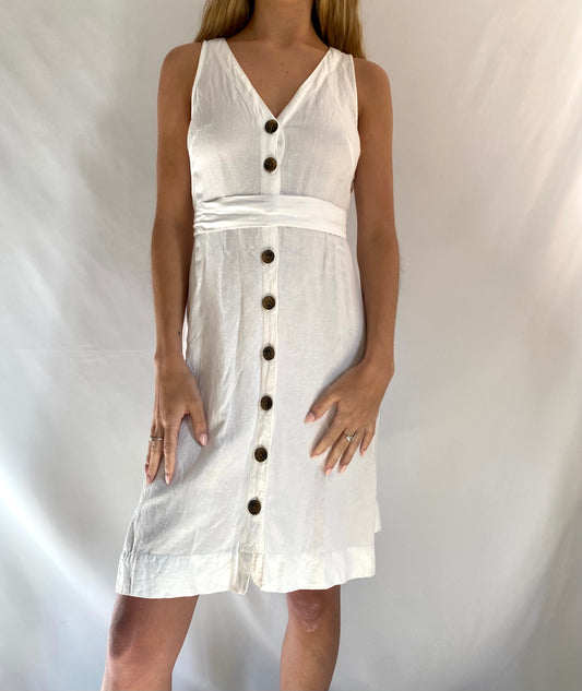 White Linen Button Up Dress