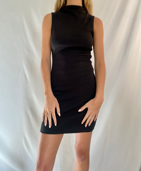 Black High-Neck Bodycon Dress