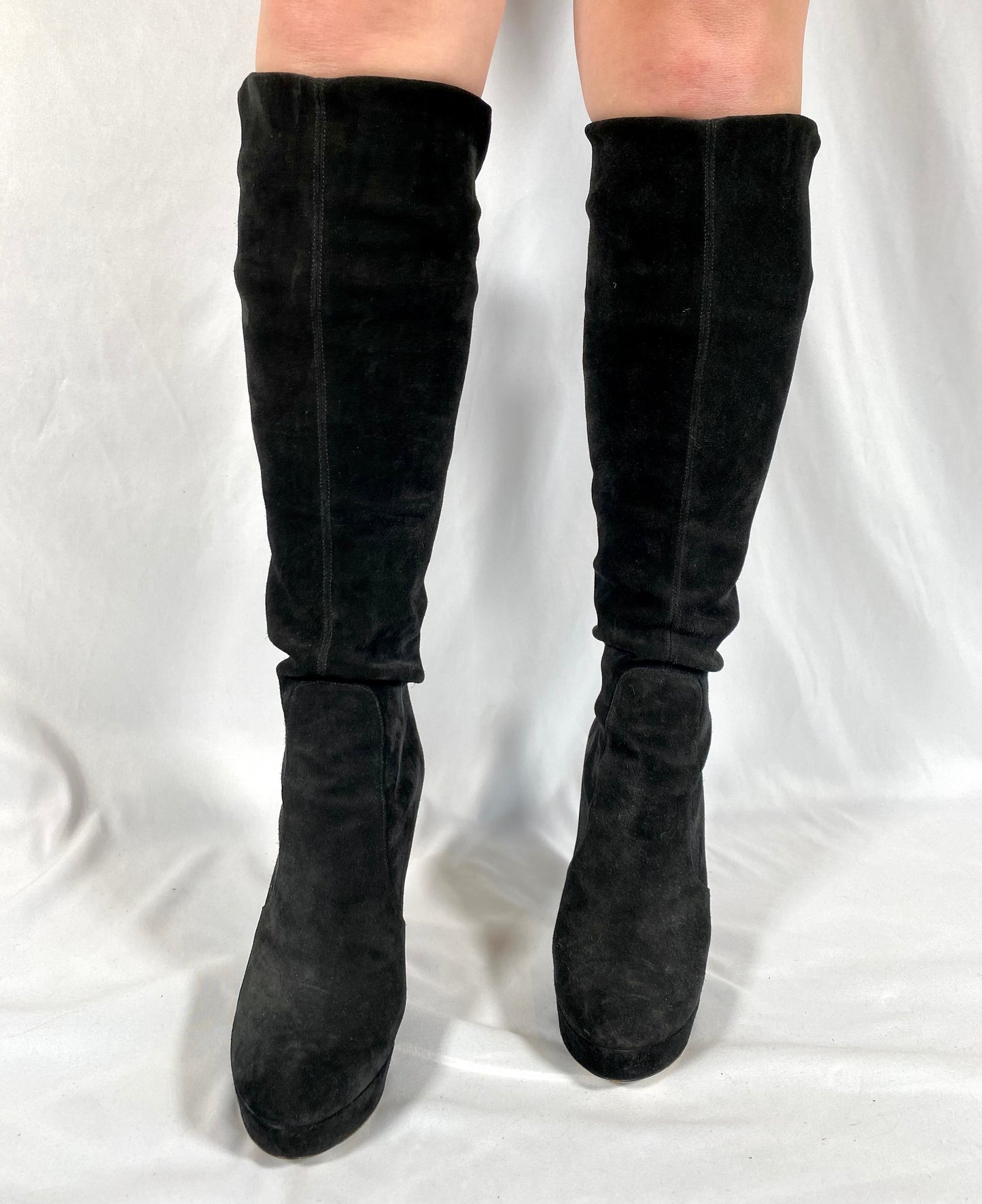 Miu Miu Black Leather Over The Knee Boot