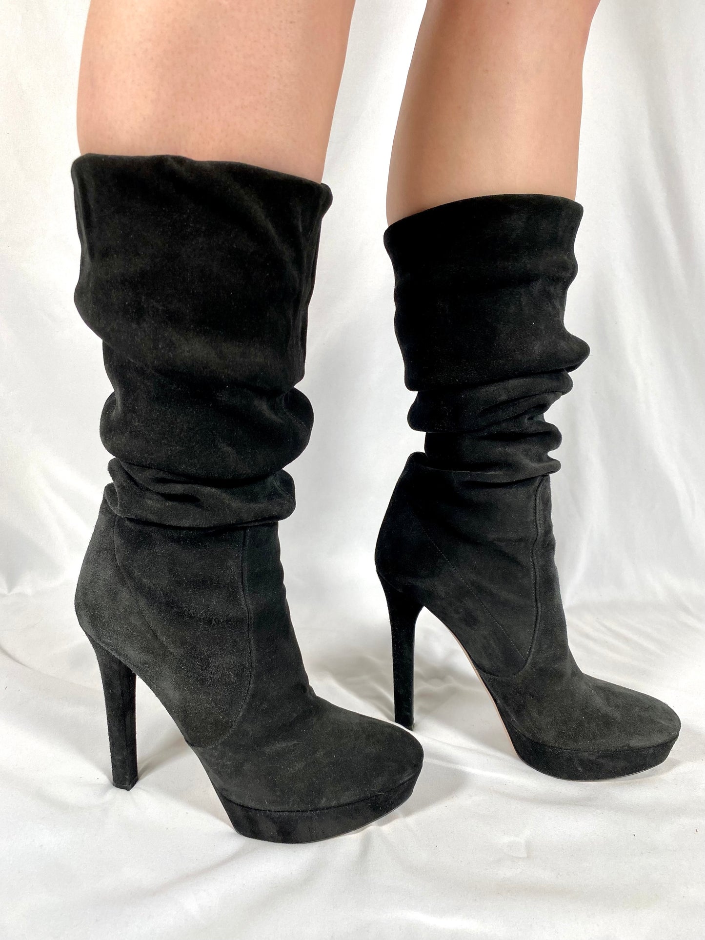 Miu Miu Black Leather Over The Knee Boot