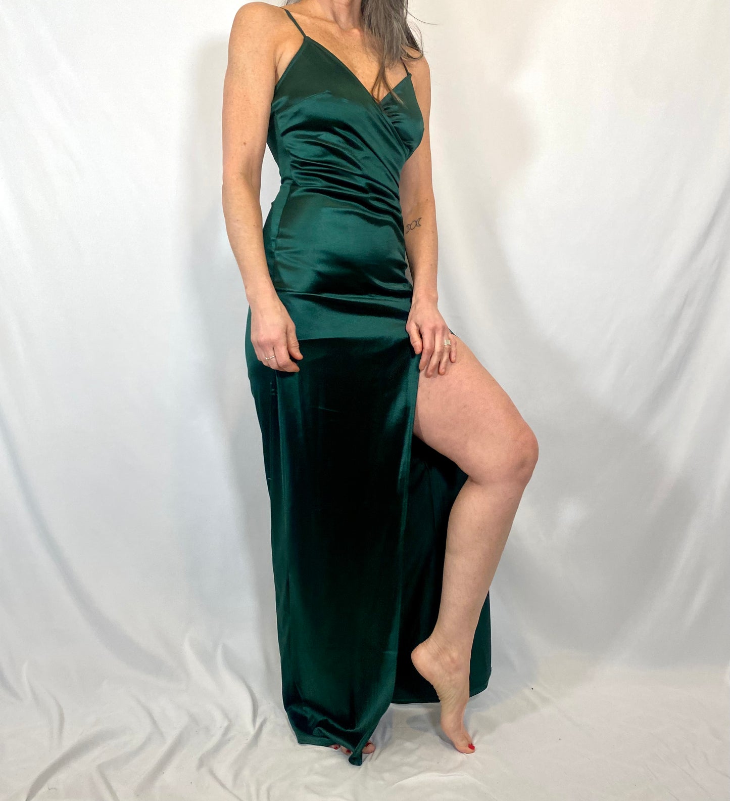 High Slit Sexy Green Dress