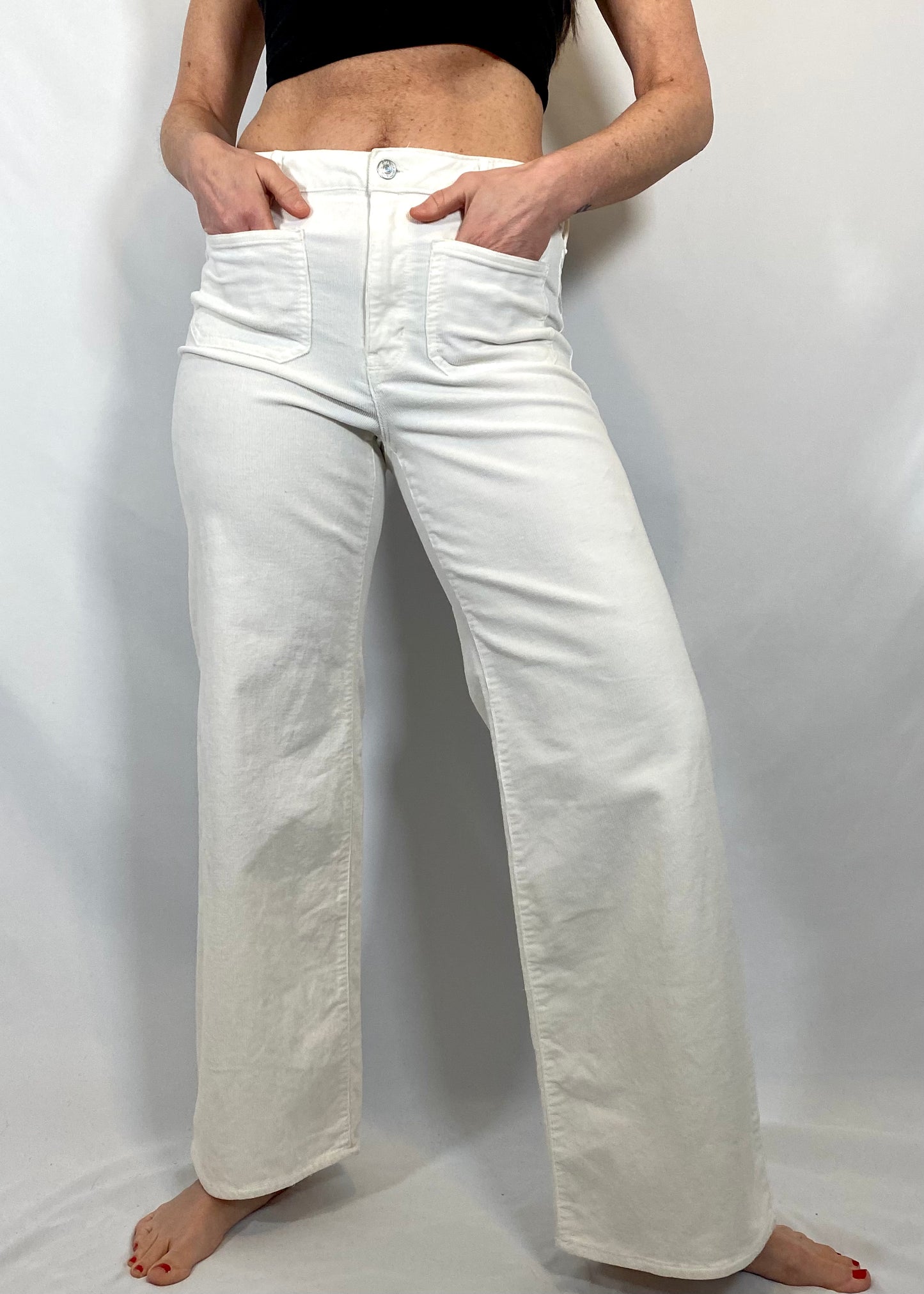 XXI High Waisted White Corduroy Pant