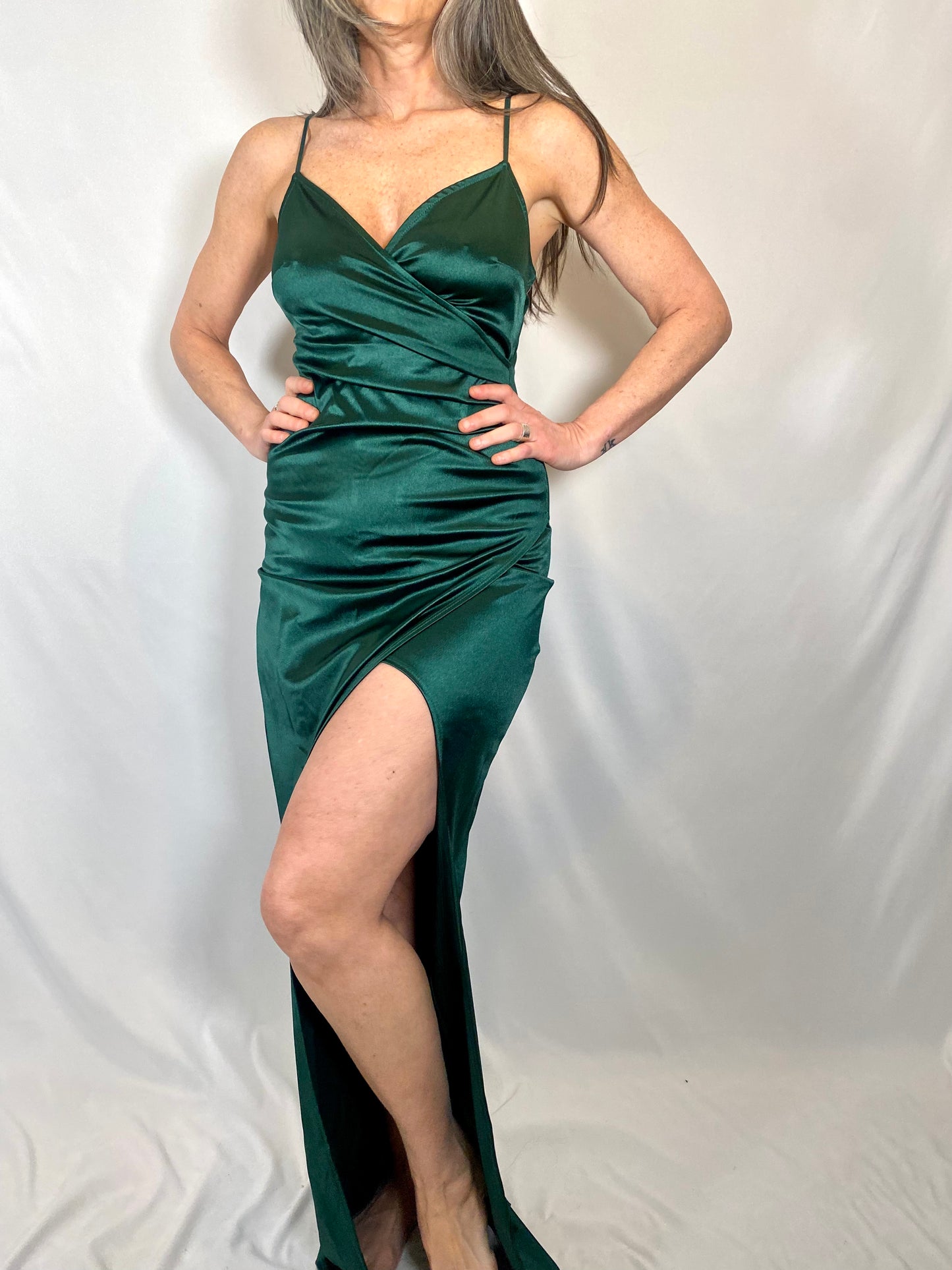 High Slit Sexy Green Dress