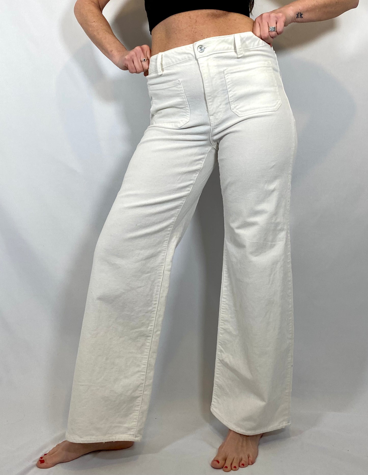 XXI High Waisted White Corduroy Pant