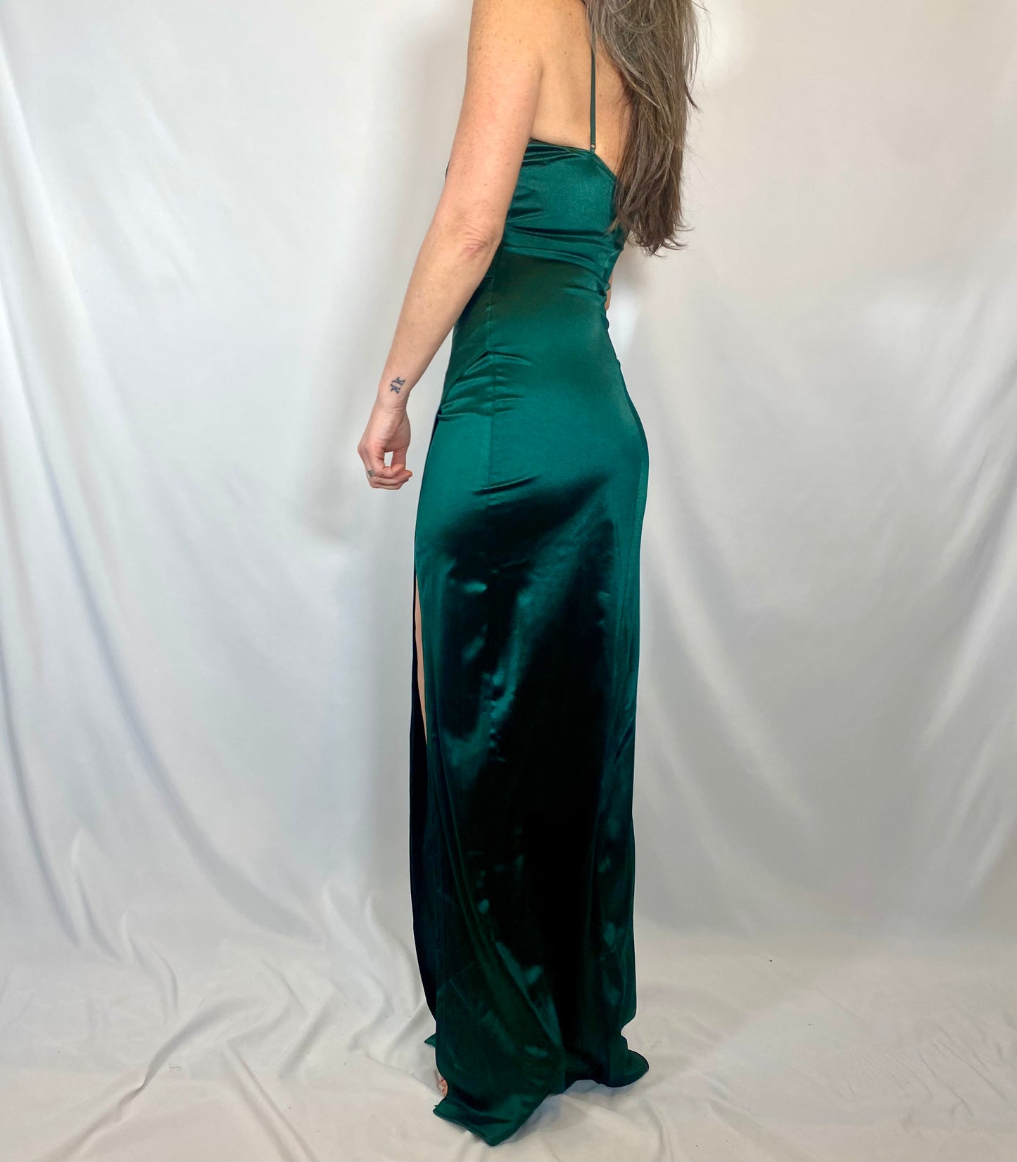 High Slit Sexy Green Dress