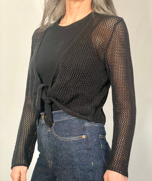 Knit Tie Front Crop Cardigan