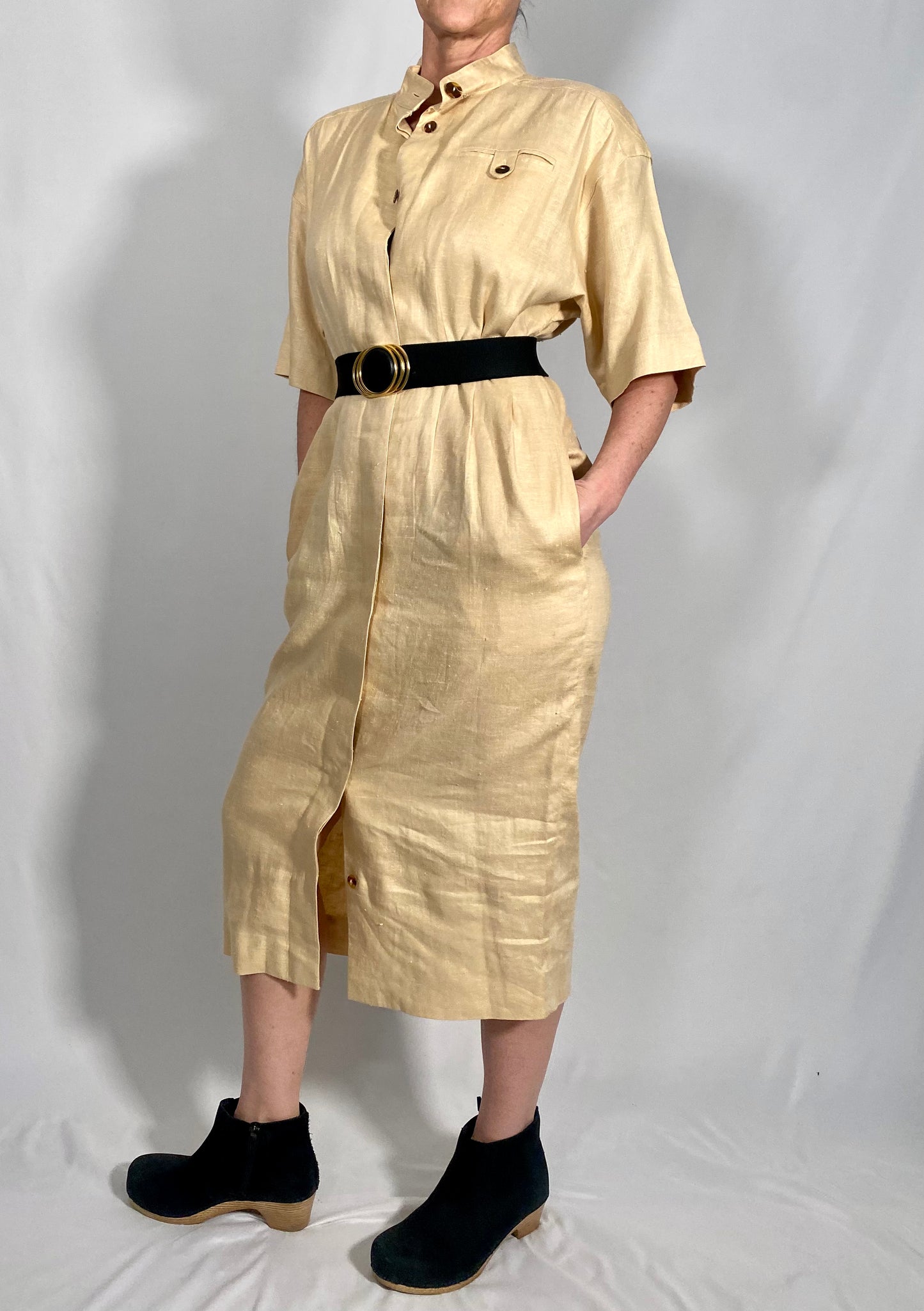 Vintage Liz Claiborne Linen Maxi Shirt Dress